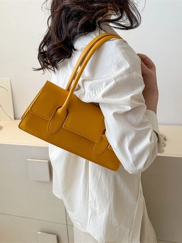 Sac Sous-bras Tendance Style Coréen pour Femmes Sac à Bandoulière en Cuir PU Mode Sac à Main Carré Décontracté Minimaliste