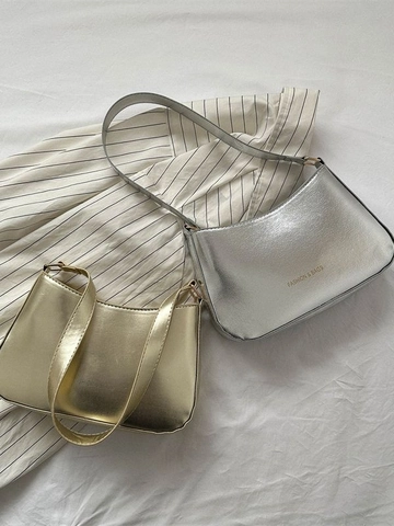 Fashion Metallic PU Leather Underarm Bag Minimalist Solid Color Shoulder Bag For Women Urban Style Party Travel Handbag