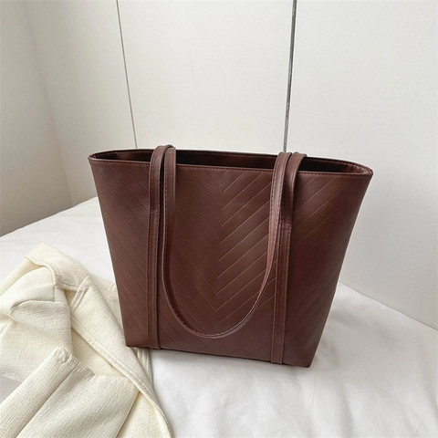 Bolso Tote de Cuero PU Acolchado en V de Gran Capacidad para Mujer Bolso de Hombro Minimalista Color Sólido Bolso de Mano para Oficina Moda