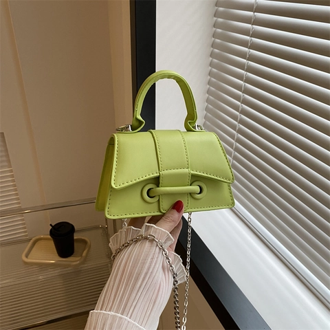 Bolso de Mano de Moda para Mujer en Cuero PU Mini Hourglass Color Sólido Bandolera con Correa de Cadena de Metal Bolso Cuadrado