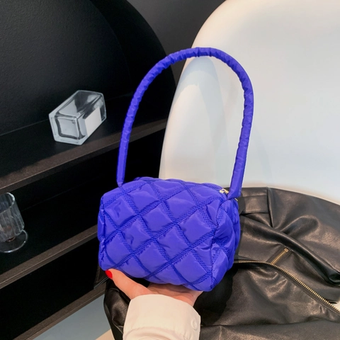 Borsa a Spalla Puffer in Nylon Trapuntato da Donna Piccola Borsa Sotto l'Ascella Quadrata Urbana Minimalista Borsa alla Moda