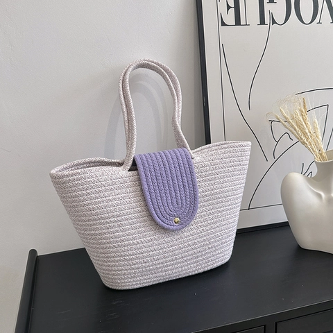 Sommer Strohgeflecht Tragetasche Für Damen Große Kapazität Schultertasche Mit Spitzenschleife Dekor Elegante Handgemachte Urlaub Handtasche