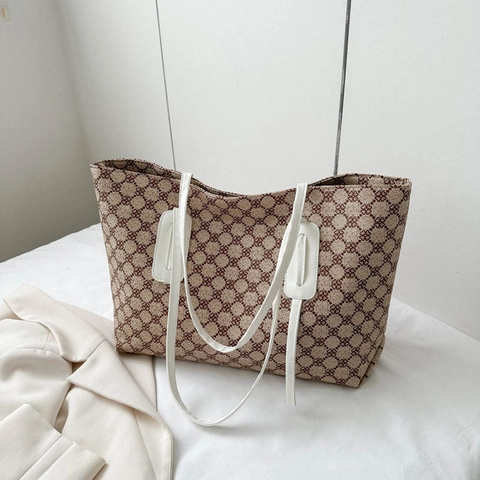 Damen Tragetasche Mit Großer Kapazität PU Leder Retro Geometrischer Druck Umhängetasche Mode Lässig Täglich Pendeln Handtasche