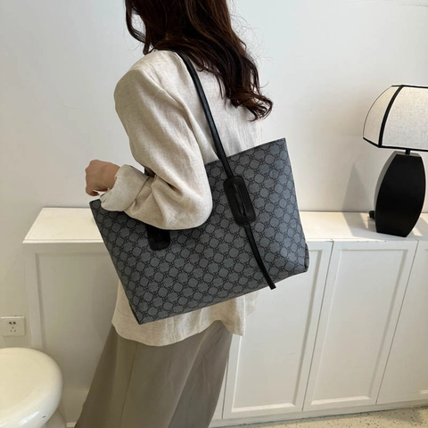 Damen Tragetasche Mit Großer Kapazität PU Leder Retro Geometrischer Druck Umhängetasche Mode Lässig Täglich Pendeln Handtasche