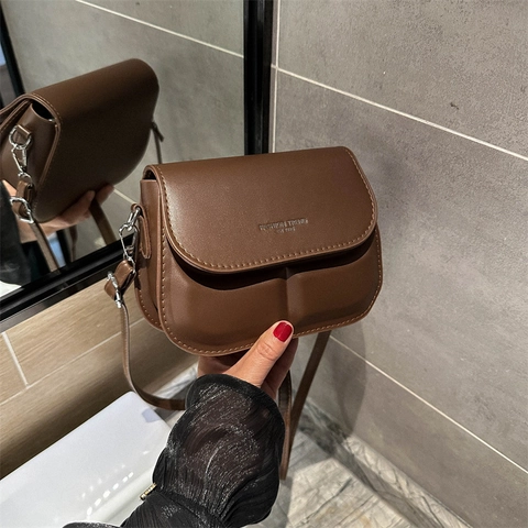 Bolso de Hombro de Cuero PU Simple de Moda para Mujer Bolso Cruzado Cuadrado de Color Sólido con Correa Ajustable para Uso Diario