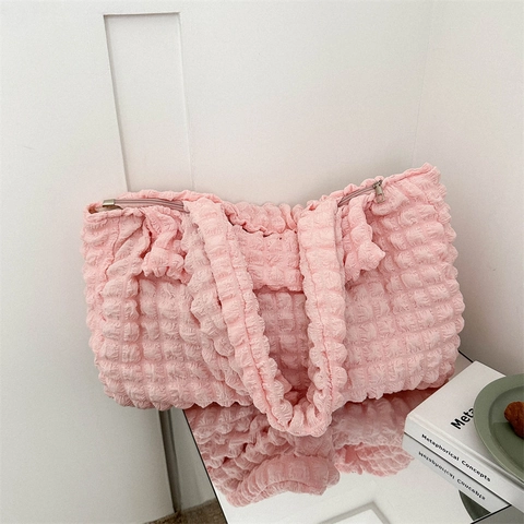 Bolso de Hombro de Gran Capacidad con Textura de Burbuja para Mujer Bolso Tote Cloud Plisado Casual Conmutar PU Bolso de Moda