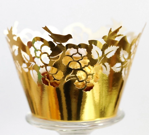 Laser Geschnitten Blumen Vogel Cupcake Manschetten Elegant Karton Dekorativ Hüllen Für Hochzeit Geburtstag Party Feier Dekoration