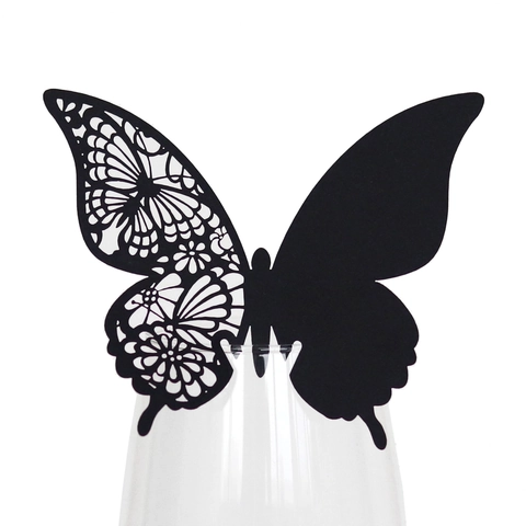 Laser Cut Hollow Butterfly Cup Card Wedding Party Decoration Pearlescent Paper Place Card For Wine Glass Table Setting