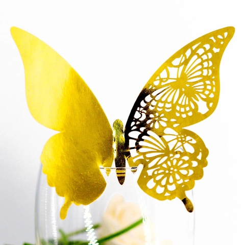Elegant Laser Cut 3D Butterfly Paper Cup Cards Hollow Place Cards For Wedding Banquet Birthday Party Glass Decoration Event Supplies