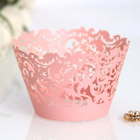 Laser Cut Cupcake Wrappers Hollow Out Vine Pattern Decorative Paper Muffin Liners For Wedding Birthday Party Cake Decoration
