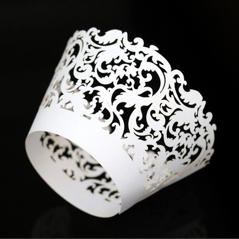 Laser Cut Hollow Lace Cupcake Wrappers Elegant Flower Pattern Baking Paper Cup Cake Liner For Wedding Birthday Party Decoration