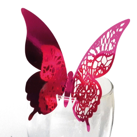 3D Laser Cut Hollow Butterfly Wine Glass Place Cards Pearl Paper Name Cards For Wedding Party Table Decoration