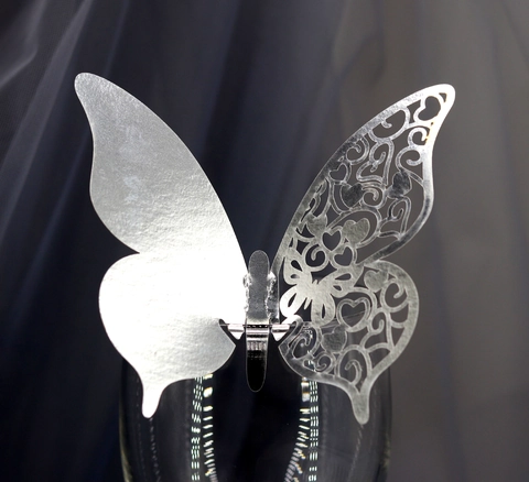 Laser Cut Butterfly Cup Place Cards Pearl Paper Hollow Heart Glass Decor For Wedding Banquet Birthday Party Table Decorations