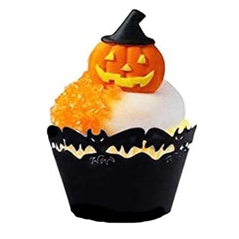 Pirottini per Cupcake a Taglio Laser Pipistrello di Halloween Carta Decorativa Intagliata per Feste e Forniture da Forno