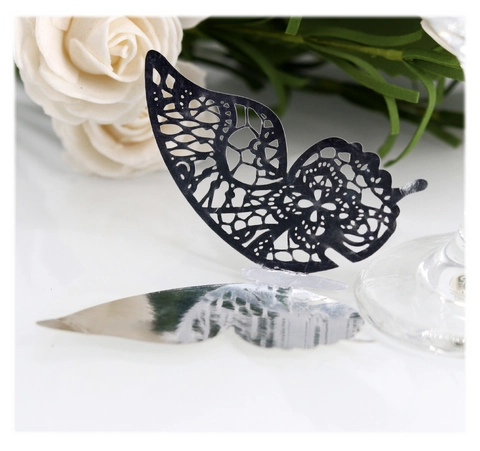 Segnaposto a Farfalla Taglio Laser Carta Perlata Cava Adesivi Murali Farfalla Decorazione Festa Matrimonio Decorazione Tazza Tavolo