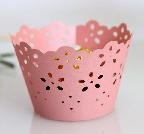 Laser Cut Hollow Floral Cupcake Wrapper Pearl Paper Lace Cake Border For Wedding Birthday Party Decoration Baking Supplies
