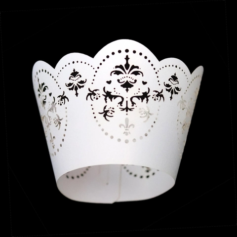 Laser Cut Cupcake Wrappers Pearl Paper Hollow Lace Design For Wedding Birthday Party Muffin Liners Cake Decorations