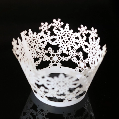 Corte Láser Copo de Nieve Envoltorios de Cupcakes Papel Calado Decoración de Pasteles para Navidad Boda Cumpleaños Fiesta Postre