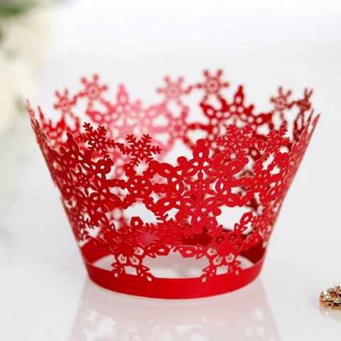 Corte Láser Copo de Nieve Envoltorios de Cupcakes Papel Calado Decoración de Pasteles para Navidad Boda Cumpleaños Fiesta Postre