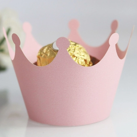 Eleganti Involucri per Cupcake a Corona Taglio Laser Carta Perlata Fodere Decorative per Torte Matrimonio Compleanno Festa