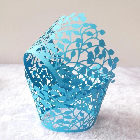 Elegant Laser Cut Leaf Cupcake Wrappers Pearlescent Paper Decorative Cake Liners For Wedding Birthday Baptism Party Table Decorations