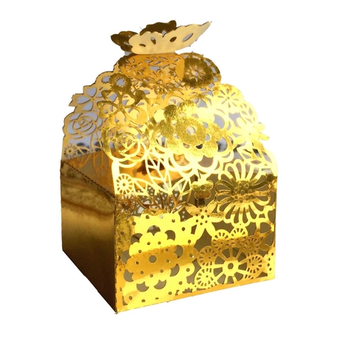 Butterfly Laser Cut Candy Box Pearl Paper Hollow Rose Flower Pattern Gift Wrapping Boxes For Wedding Engagement Party Favors Decorations