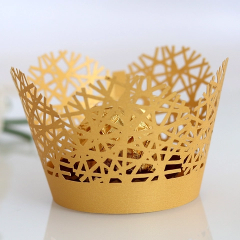 Contours de Cupcake Ajourés Découpés au Laser Papier Perlé Bordure Décorative pour Gâteau Mariage Anniversaire Fête Table