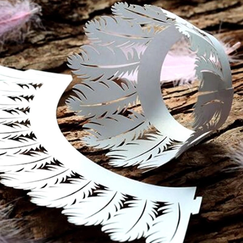 Pirottini per Cupcake a Taglio Laser Design Piuma Carta Perlata Decorazioni per Torte per Matrimoni Compleanni Feste Decorazione