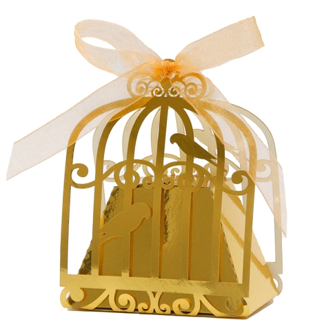 Caja de Dulces de Jaula de Pájaros de Corte Láser Con Cinta Caja de Regalo de Boda Elegante Para Decoración de Fiestas