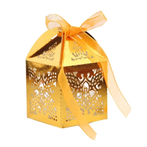 Laser-Ausschnitt Kreuz Bonbonschachtel Mit Band Elegant Perlmuttpapier Hohl Geschenkbox Für Hochzeit Party Taufe Dekoration
