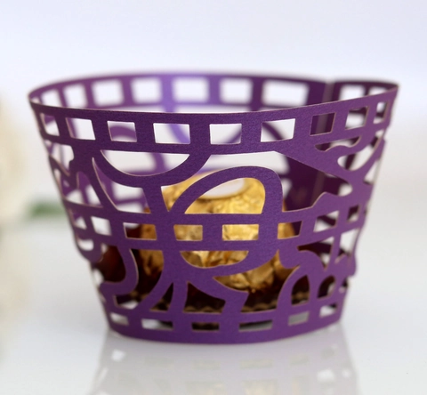 Envoltorios para Cupcakes de Papel Perle Corte Láser Forros para Tartas de Encaje Hueco para Decoración de Bodas y Cumpleaños