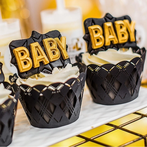 Elegante Laser Geschnittene Hohlperlmutt Karton Cupcake Manschetten Für Hochzeit Geburtstag Party Kuchen Dekoration Zubehör