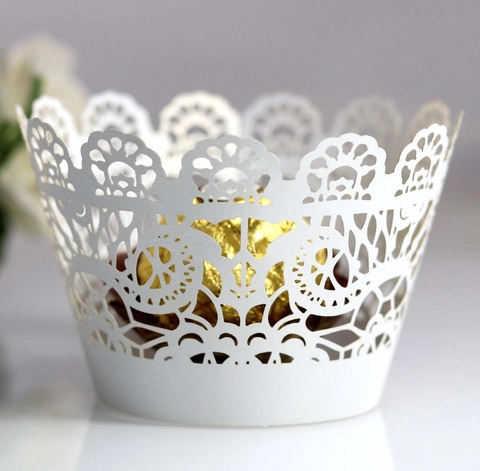 Lasergeschnittene Muffinförmchen Papier Hüllen Hohl Spitze Cupcake Liners Für Hochzeit Geburtstag Party Dekoration Perlmutt Papier