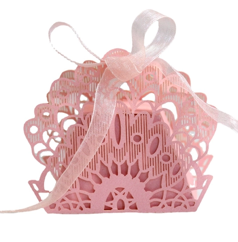 Cajas de Dulces para Bodas de Papel Cortado con Láser de Estilo Europeo con Cinta Elegantes Cajas de Regalo Florales de Pavo Real Caladas