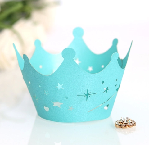 Laser Cut Crown Pentagram Heart Hollow Cupcake Wrappers Pearl Paper Cake Decorative Liners For Wedding Birthday Party Decoration