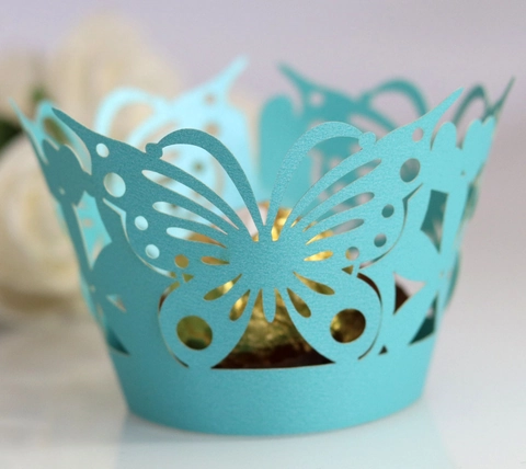 Laser Cut Butterfly Cupcake Wrappers Elegant Pearl Paper Hollow Cake Liners For Wedding Birthday Celebration Party Decor