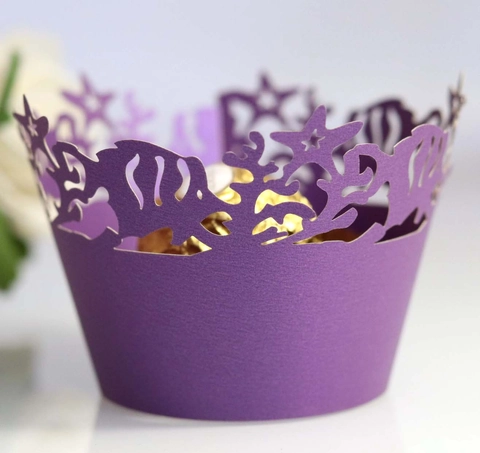 Oceaan Thema Lasergesneden Cupcake Wrappers Holle Papieren Taart Decoratie Voor Bruiloft Verjaardag Feest Dessert Liners