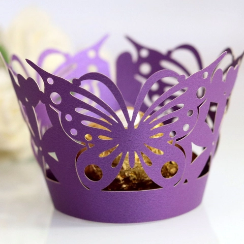 Pirottini per Cupcake a Farfalla Tagliati al Laser Bordi per Torta in Carta Traforata Fodere Decorative per Decorazione Tavola Matrimonio Compleanno Festa