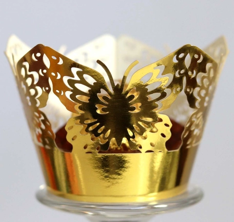 Pirottini per Cupcake a Farfalla Tagliati al Laser in Carta Perlata Traforata Decorazione per Matrimoni Compleanni Feste Ornamenti da Forno