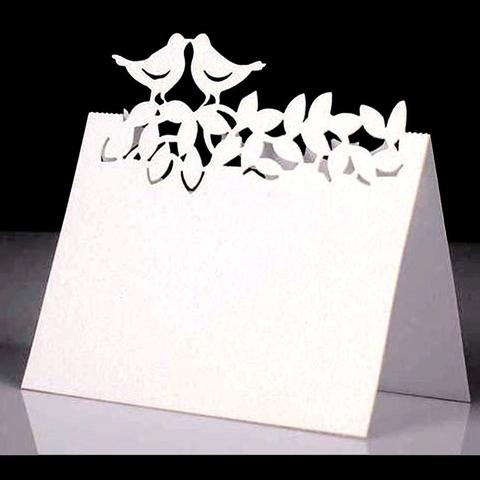 Laser Cut Bird Life Tree Hollow Place Cards For Wedding Banquet Party Table Decoration Pearlescent Paper Name Cards Seat Tags