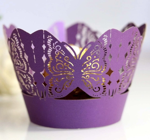 Involucri per Cupcake con Farfalla Intagliata al Laser Carta Perlata Svuotata Decorazione per Torte per Matrimonio Compleanno Festa