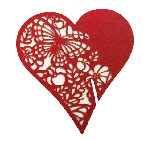 Laser Cut Heart Shaped Wine Glass Place Cards Butterfly Hollow Design Pearlescent Paper Wedding Party Banquet Table Decor