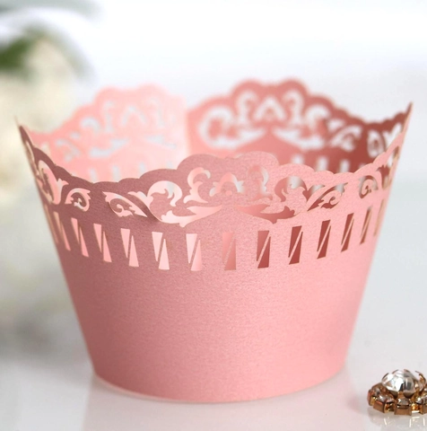 Eleganti Contorni per Cupcake in Pizzo Tagliati al Laser Carta Perlata Traforata Decorazione per Matrimonio Compleanno Tavola