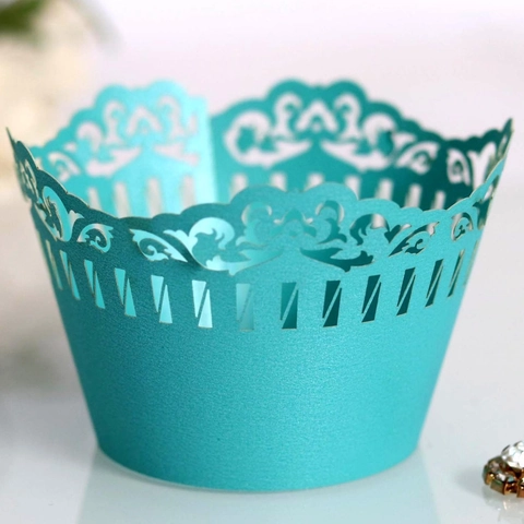 Eleganti Contorni per Cupcake in Pizzo Tagliati al Laser Carta Perlata Traforata Decorazione per Matrimonio Compleanno Tavola
