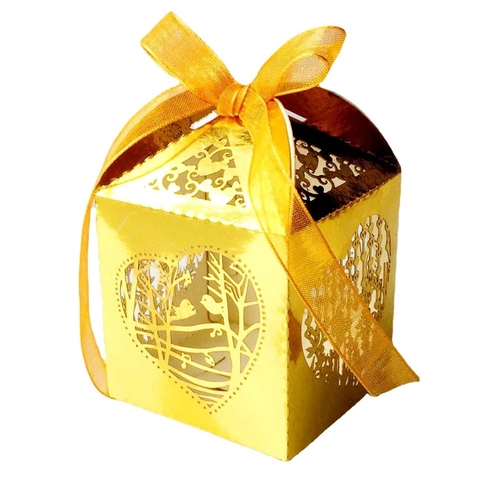 Laser Cut Heart Bird Candy Box Wedding Valentine Party Favor Gift Boxes Pearlescent Paper Hollow Out Box With Ribbon