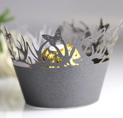 Laser Geschnitten Schmetterling Cupcake Manschetten Perlmuttpapier Kuchen Hohl Dekorative Auskleidungen Für Hochzeit Geburtstag Party