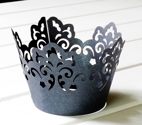 Laser Cut Heart Crown Cupcake Wrappers Pearlescent Paper Hollow Out Lace Cake Decoration For Wedding Birthday Party Favors