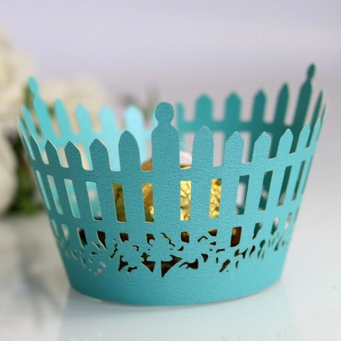 Elegant Laser Cut Pearl Paper Cupcake Wrappers Hollow Out Fence Design Cake Decorating Wraps For Wedding Party Supplies