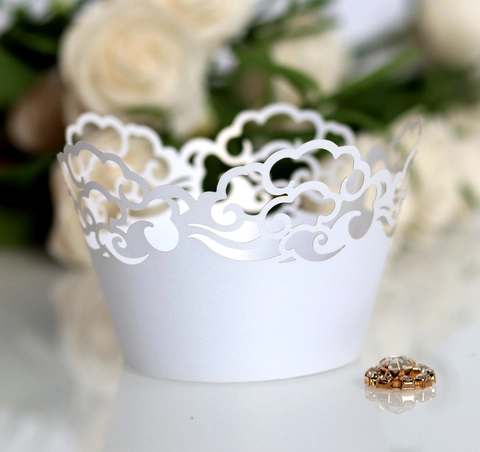 Involucri per Cupcake con Motivo a Nuvola Taglio Laser Carta Perlata Eleganti per Matrimonio Compleanno Festa Celebrazione Decorazione