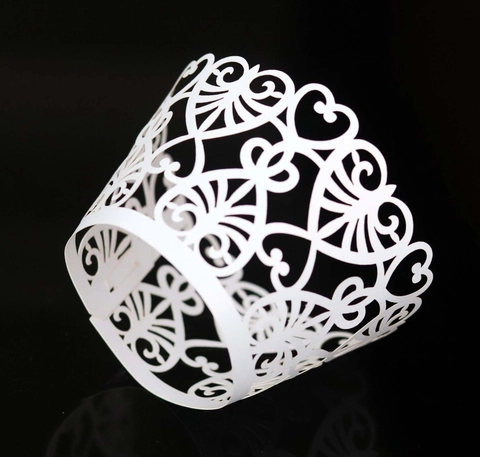 Laser Gesneden Hart Kant Cupcake Wikkels Parelmoer Papier Decoratieve Cake Voeringen Voor Bruiloft Verjaardag Banket Feestartikelen